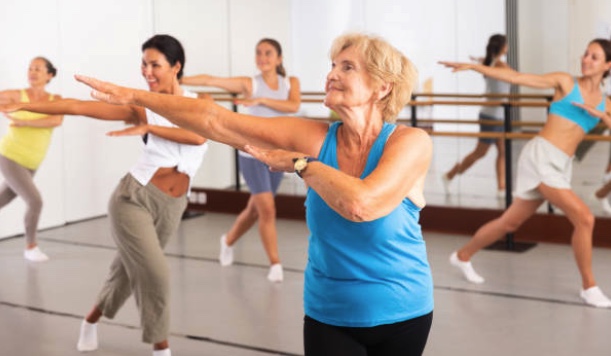 Senior dancing zumba